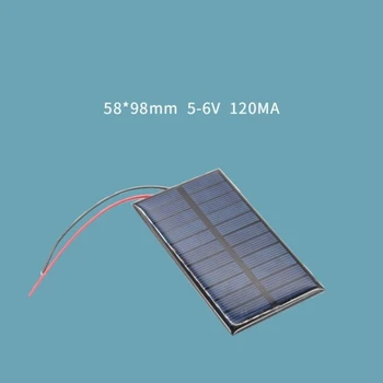 Portable Solar Plate with Wire 5V 120mA 0.8W Small Cell Module Polysilicon Board Outdoor Solar Battery Easy Use 1
