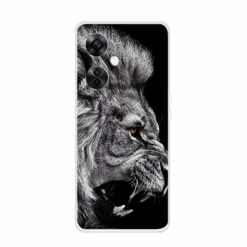 Clear Wolf Design Soft TPU Silicone Phone Cover - Transparent Etui for OnePlus Nord CE 3 Lite