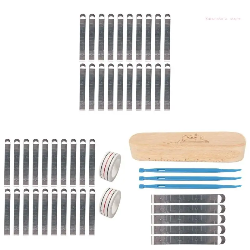 

20 шт., зажим для шитья, зажимы для подшивания из нержавеющей стали, металлические зажимы для обжима, измерительная линейка для