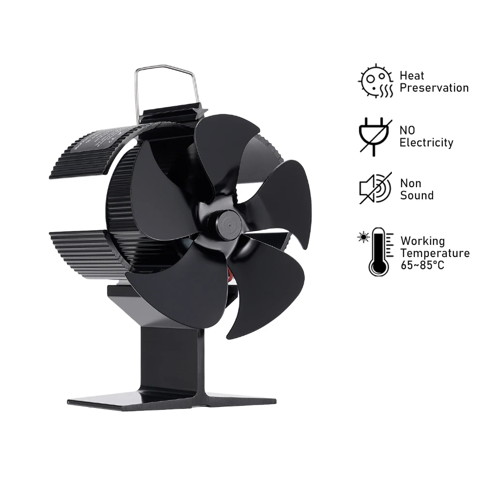 Mini Fireplace Fan With 5 Blades Heat-powered Stove Fan No Battery or Electricity Required Log Wood Burner Eco Quiet Heater