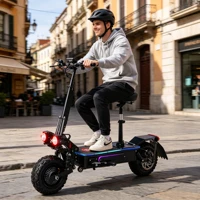 Trottinette Électrique Tout-Terrain 80km Autonomie, Double Moteur 5600W, Pliable, Suspension Hydraulique, Frein à Disque, Pneus 11" Off-Road 2
