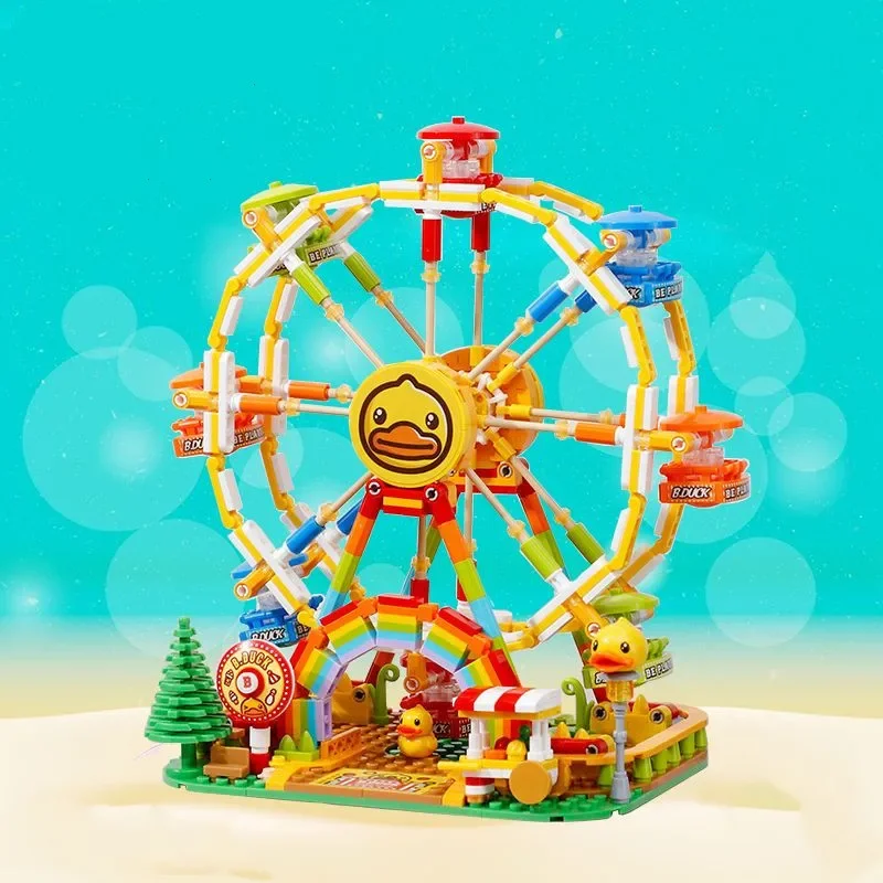 BALODY building blocks B.Duck toy carousel model Ferris wheel ornaments Kawaii construction set girls birthday gift social game