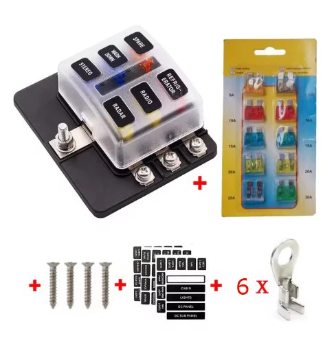 علبة فيوز 12 مخارج مع غطاء شفاف ومؤشر أعطاال