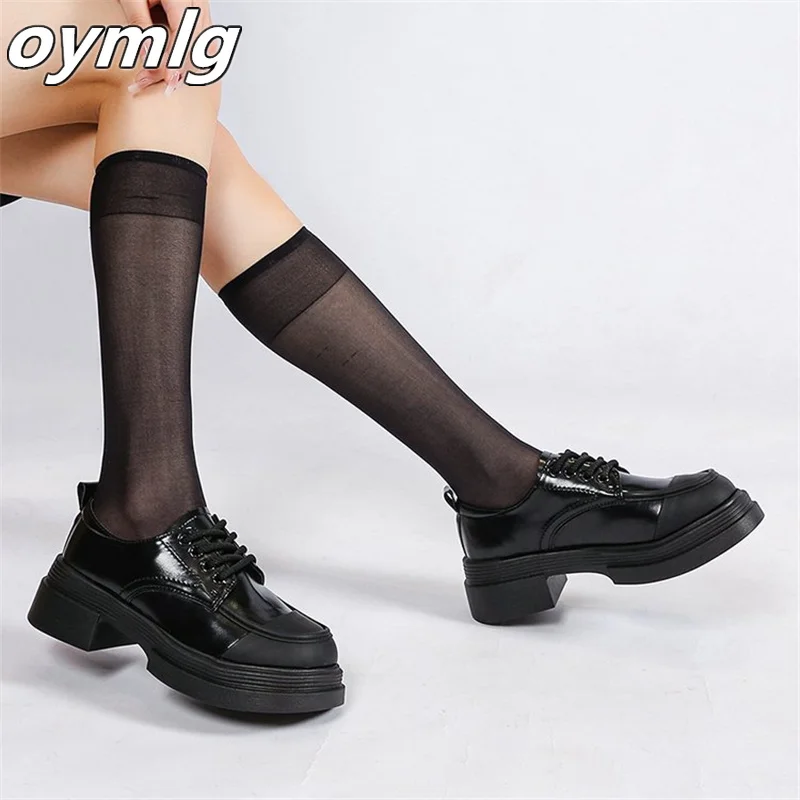 Thick Sole Lefu Shoes for Women's 2023 Autumn New Small Leather Shoes Increase Versatile Casual Mary Jane Single Shoes