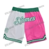 Custom Name and Number White Pink-Light Blue Basketball Shorts 3D Printed Men Youth Summer breathable mesh Sports Shorts LQD05 4