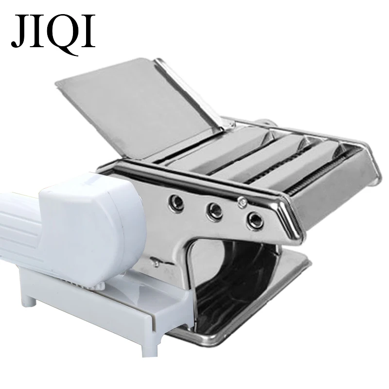 

JIQI Electric Stainless Steel Noodle Press Machine Roller Hand Crank Pasta Maker Dumpling Wonton Dough Hanger Spaghetti Cutter