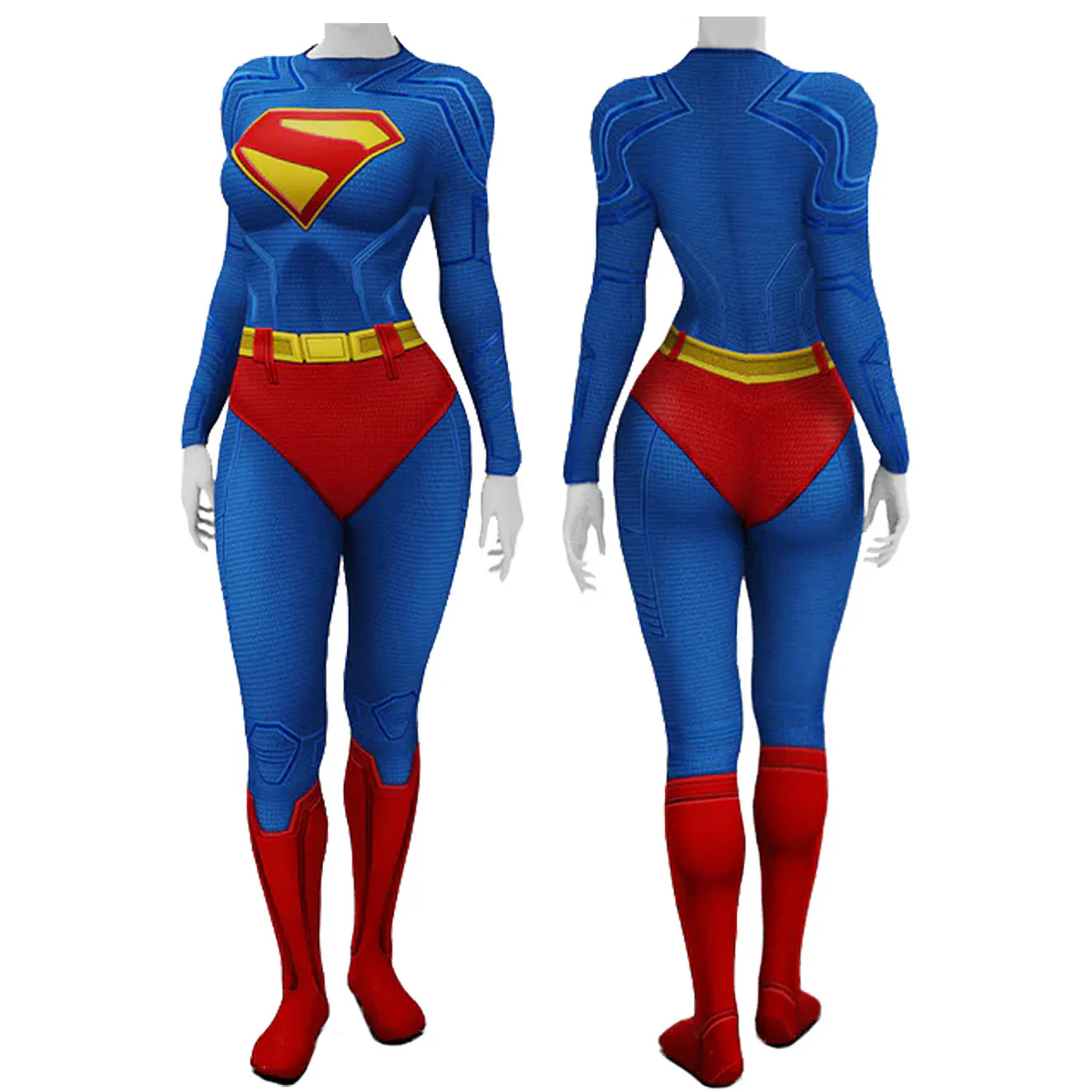 Red, Blue, and Yellow Spandex Zentai Bodysuit Cosplay Costume for Women