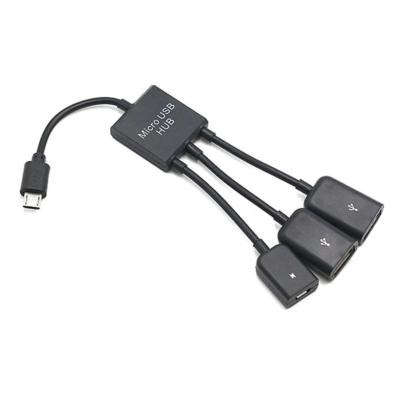 마이크로 USB C 타입 허브 수-암 이중 USB 2.0 호스트 OTG 어댑터 케이블, 스마트폰 컴퓨터 태블릿용, 3 포트, 3 in 1