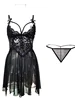 Sexy Nightdress Pure Desire Mesh Perspective Mini Tank V Neck Dress Hollowed Out Open Back Side Dress Elegant Sweet Tops Q7OY 5