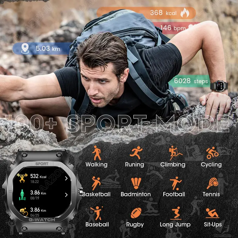 2025 New Military Smart Watch for Men 1.57 Inches Outdoor Sports Smartwatch with Bluetooth Call For iPhone Android G+SHOCK STYLE 4