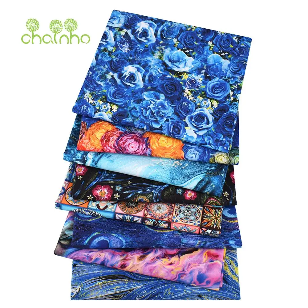 Chainho,Printed Plain Weave Cotton Fabric,Handmade DIY Quilting Sewing Material,Patchwork Cloth,8 Designs Series,20x25cm,15CD25