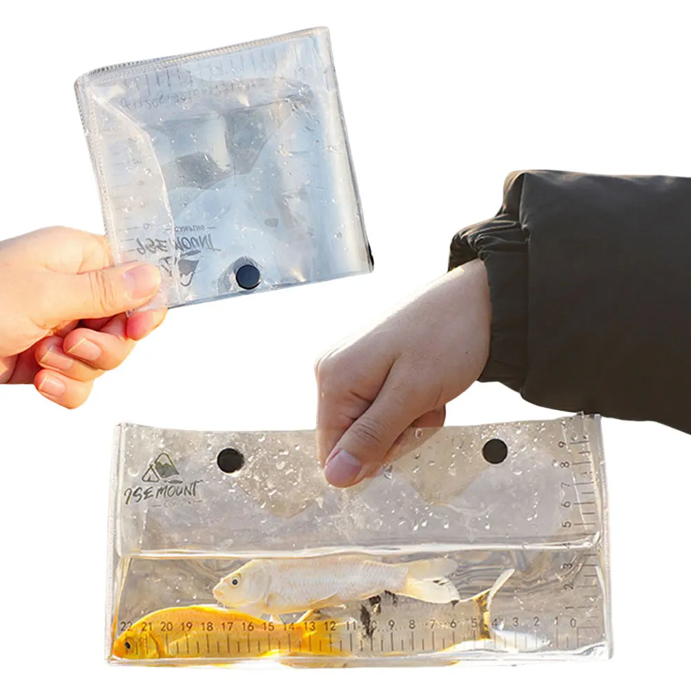 Transparent Fish Bag Clear UV Scale Portable Fishing Bag Snap Design Foldable Fish Weigh for Outdoor Fishing fishing bag