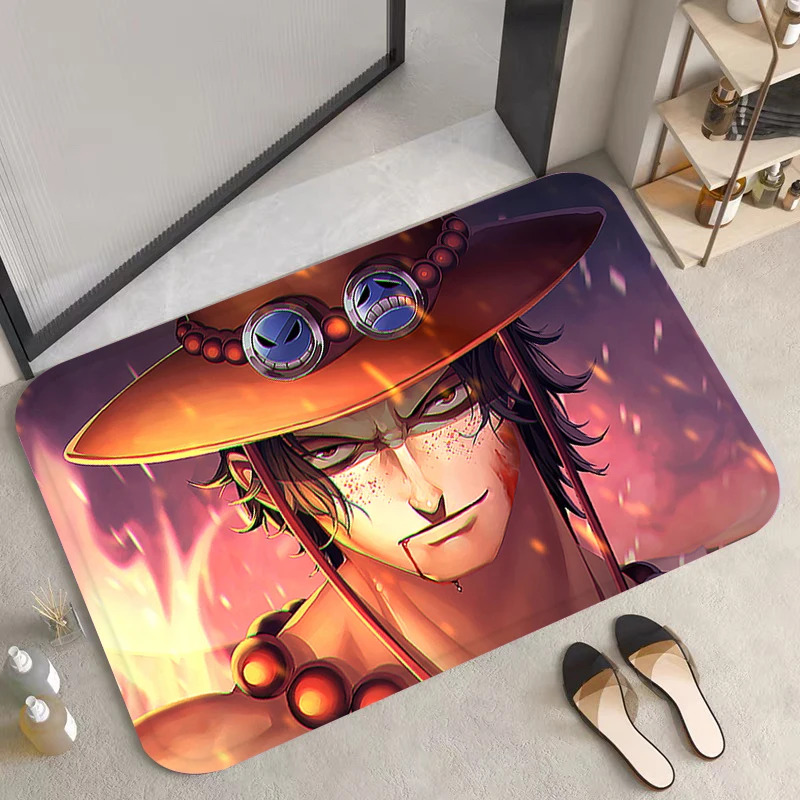 

Entrance Doormat One Piece Portgas·D· Ace Non-slip Bedroom Mat Halllway Carpet Kitchen Floor Mat Flannel Living Room Home Car