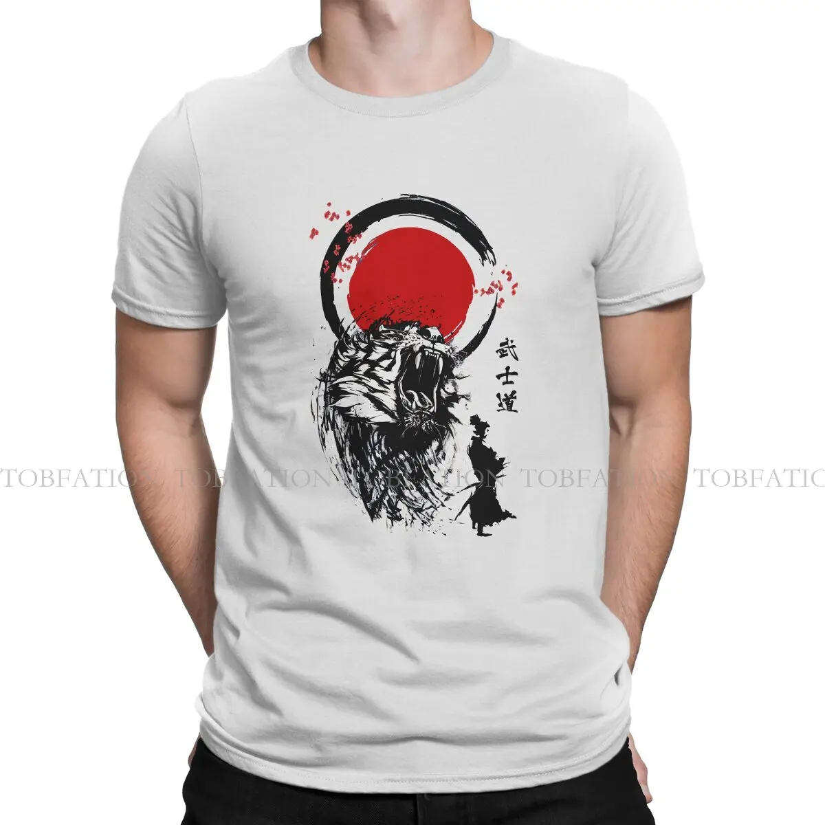 

Samurai Tiger Man's TShirt Samurai Style O Neck Tops 100% Cotton T Shirt Funny Top Quality Birthday Gifts