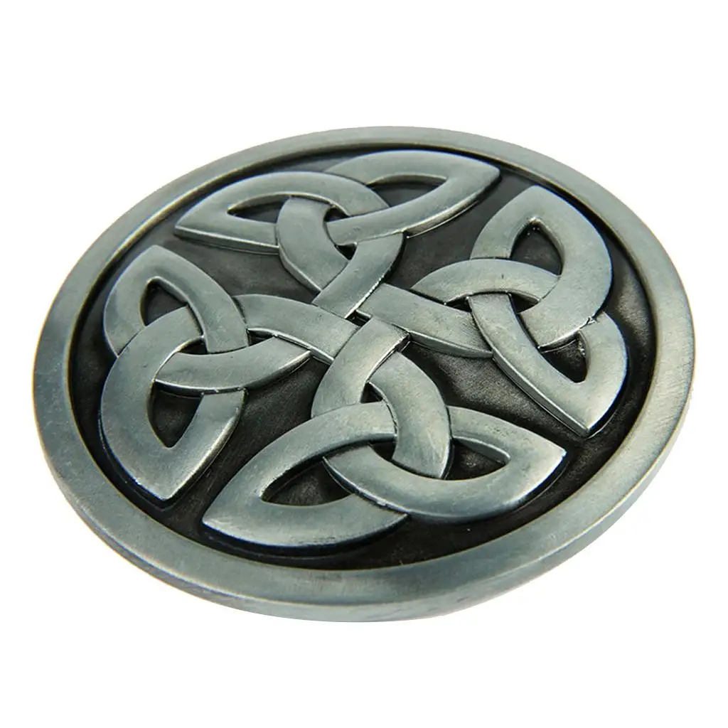 Decorative Pattern Western Style Cowboy Silver Round Belt Buckle Men