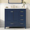 36 Inch Bathroom Vanity with Sink Top,Freestanding Cabinet with 2 Doors & 4 Drawers,Solid Wood Frame, Counter top with Left Sink 1