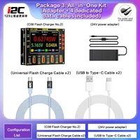تستر شحن ذكي I2C C08 (باقة 3 الشاملة) – قدرة 140W مع الأدابتور و4 كابلات تيست 6