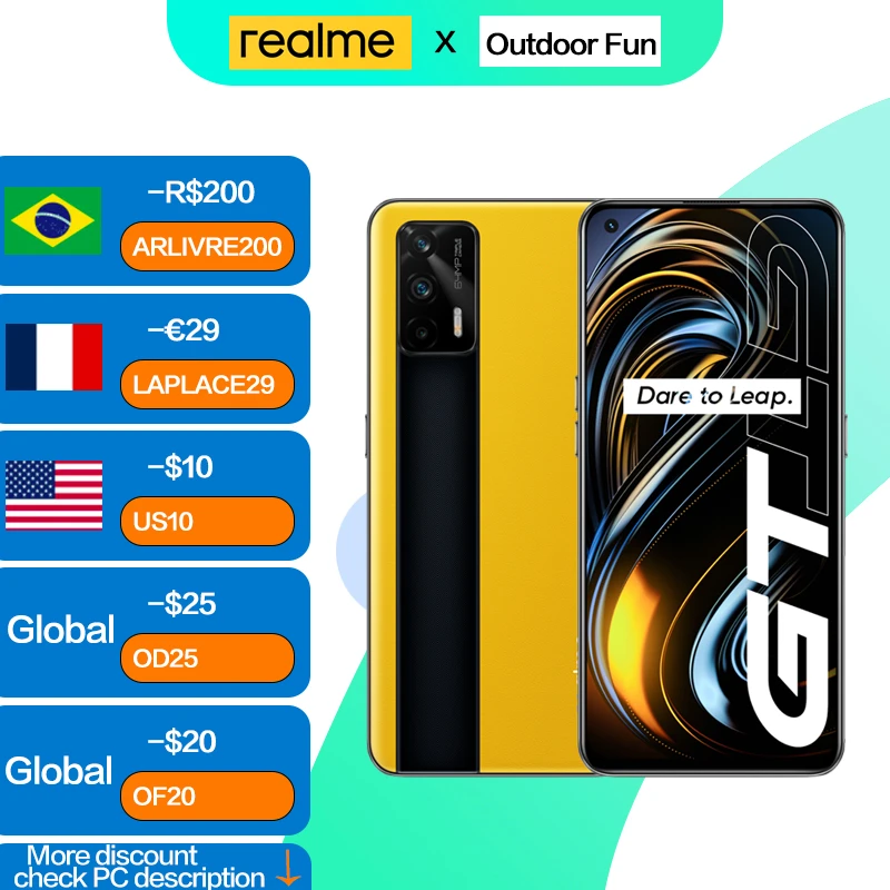 realme new mobiles realme GT 5G Smartphone 8GB 128GB Snapdragon 888 Octa Core 120Hz 6.43" AMOLED NFC Mobile Smart Phone 65W Super Dart Charge latest phone of realme