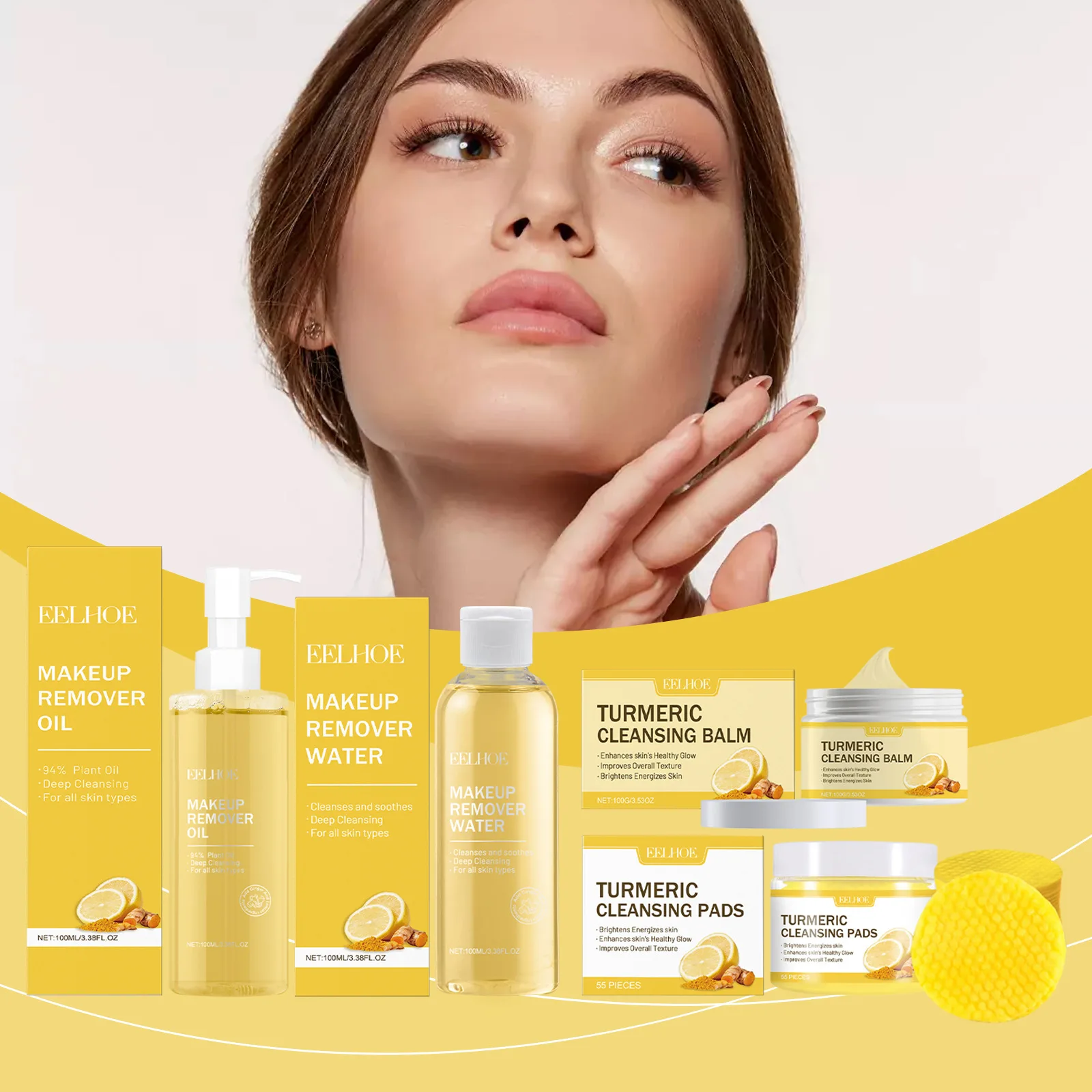 Kojic Acid Tumeric Cleansing Oil Kit Moisturizer Face Cleaning Sensitive Skin Care Products Shrink Pores Cleansing Face Care Oil 3