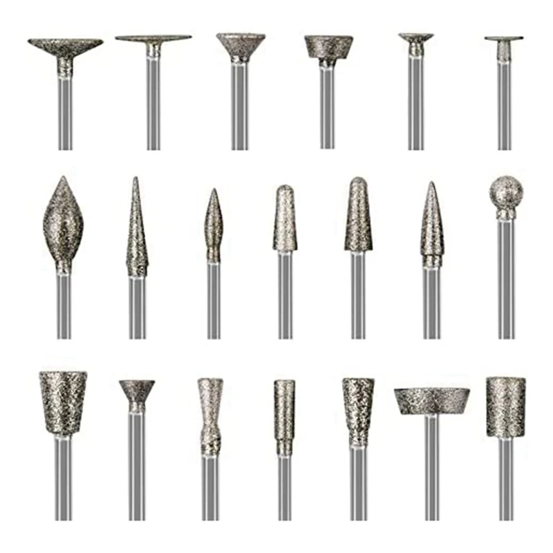 Stone Carving Set Diamond Burr Bits,20PCS Polishing Kits Rotary Tools