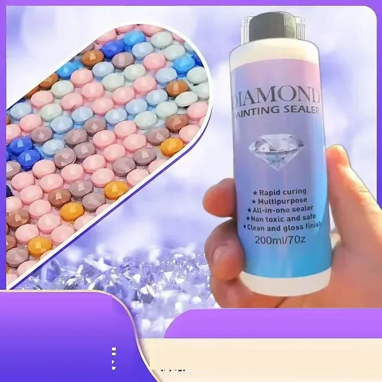 Diamond Painting Sealer 60ML/100ML/200ML with Brushes Permanent Hold & Shine Effect