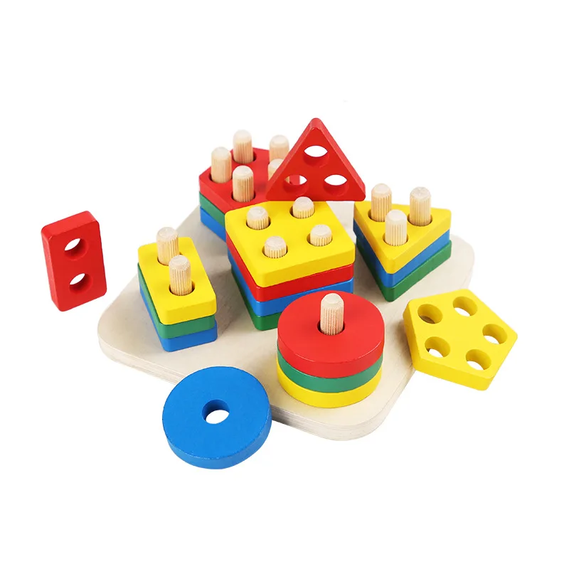 Macaron 5 Ensembles-Puzzle de forme géométrique en bois pour tout