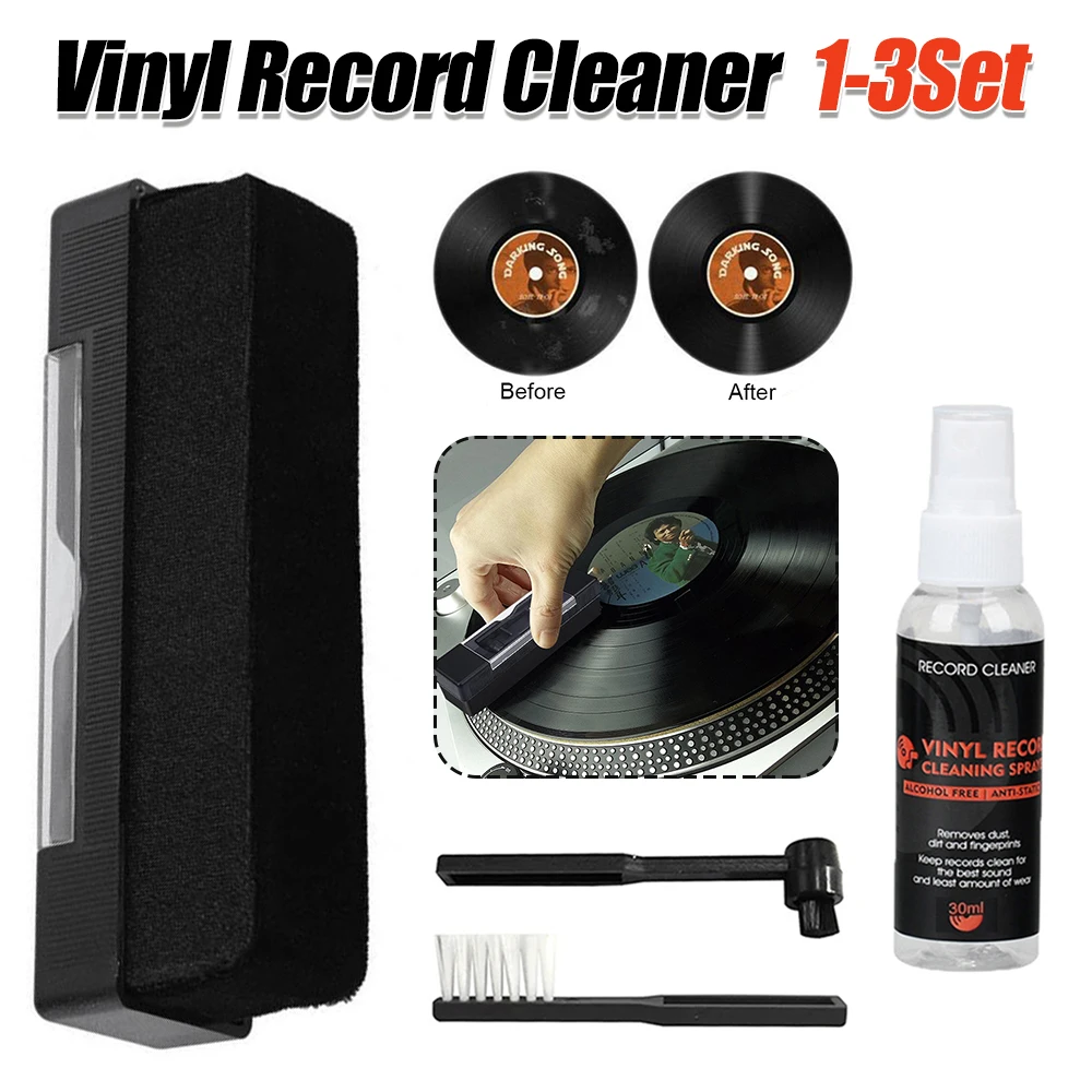 3Set Dust Remover Brush Vinyl Record Cleaning Brush Record Cleaner Player Accessories Vinyl Cleaner