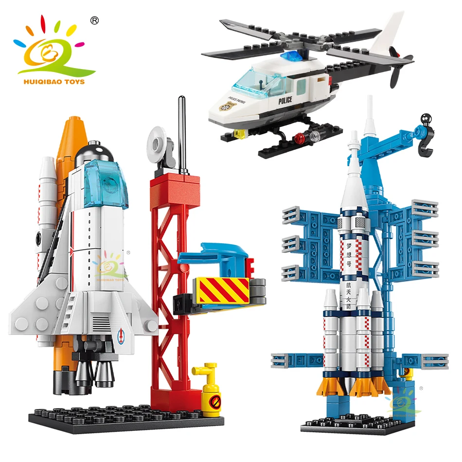 

HUIQIBAO вертолет городской полиции модель самолета строительные блоки огонь мото кирпичи развивающие игрушки подарок для детей дать фигурку