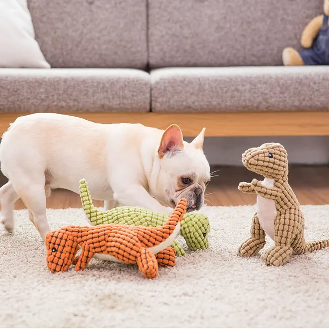 Plush Dinosaur Dog Toys Cute Cartoon Squeaker Pets Interactive Toy Chew