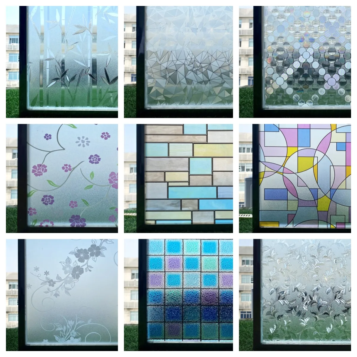 Window Privacy Film Static Window Clings Vinyl 3D Window Decal Stickers Rainbow Window Film for Glass Door Heat Control Anti UV