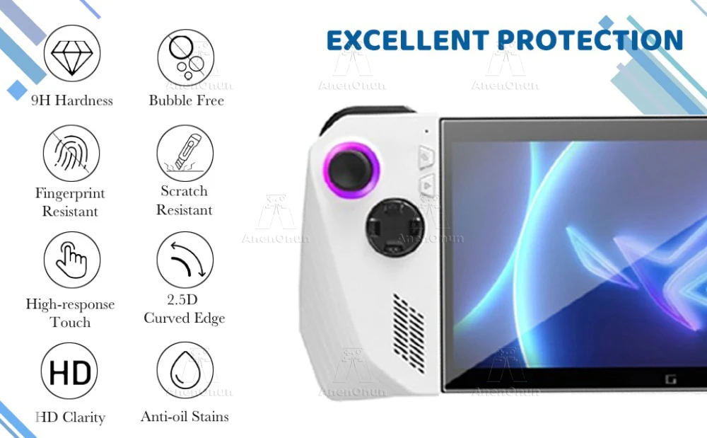 ROG Ally/ROG Ally X HD gehärtetes Glas, Härtegrad 9H, bruchsicher, kratzfest, Anti-Fingerabdruck, 2,5D-Bildschirmproctor mit gebogener Kante – Detail 1