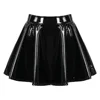Women's PU Leather Flared Miniskirt Dance A Line Skirt Clubwear Cosplay Costume Pleated Skirt Elastic Waist Retro Style 1