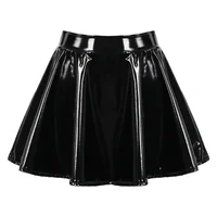 Women's PU Leather Flared Miniskirt Dance A Line Skirt Clubwear Cosplay Costume Pleated Skirt Elastic Waist Retro Style 1