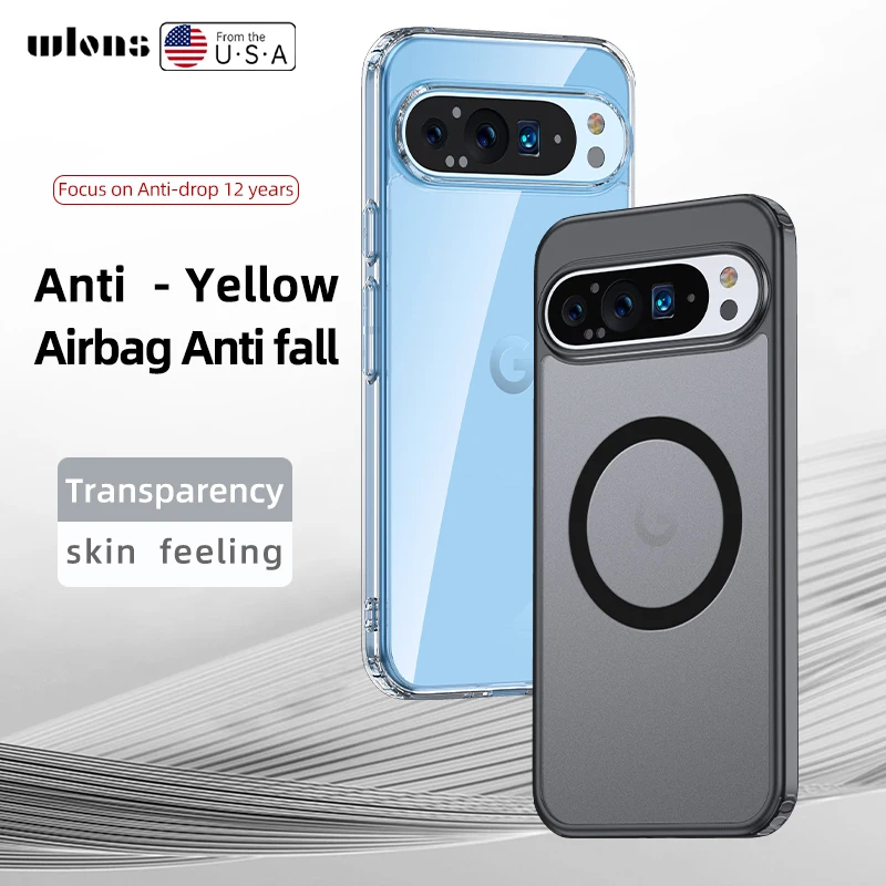 TAURI Cover Magnetica per Google Pixel 9 Pro XL, Compatibile con MagSafe, [Traslucida Opaca] Custodia Ultrasottile Anti-Ingiallimento e Antiurto per Pixel 9 Pro XL- Nero Opaco