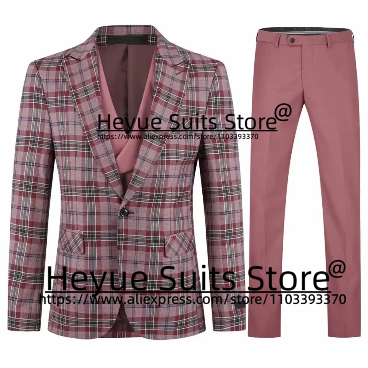 Tailor Made Plaid ltaly Style Wedding Suits For Men Slim Peak Lapel Groom Tuxedos 3 Pcs Sets Business Male Blazer Costume Homme