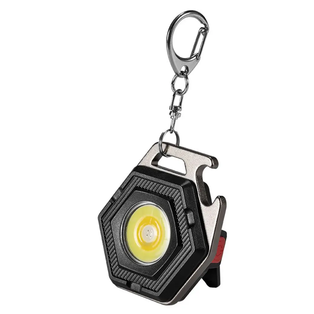 

Torch Hexagon Multifunction Mini Keychain Luminous Strong Light LED USB Rechargeable Flashlight Torches