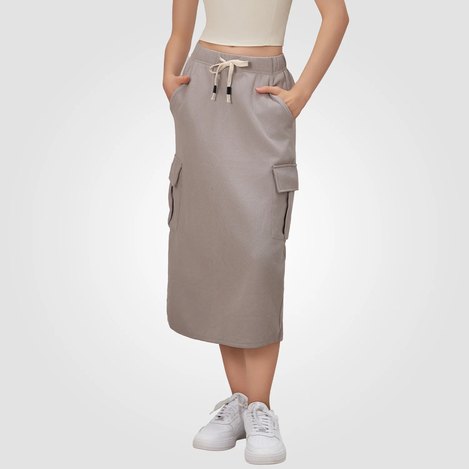 Mermaid Curve Workwear Skirt Women's Spring and Autumn New Drawstring Casual Fashion Hip Skirt Mid-length Half-length