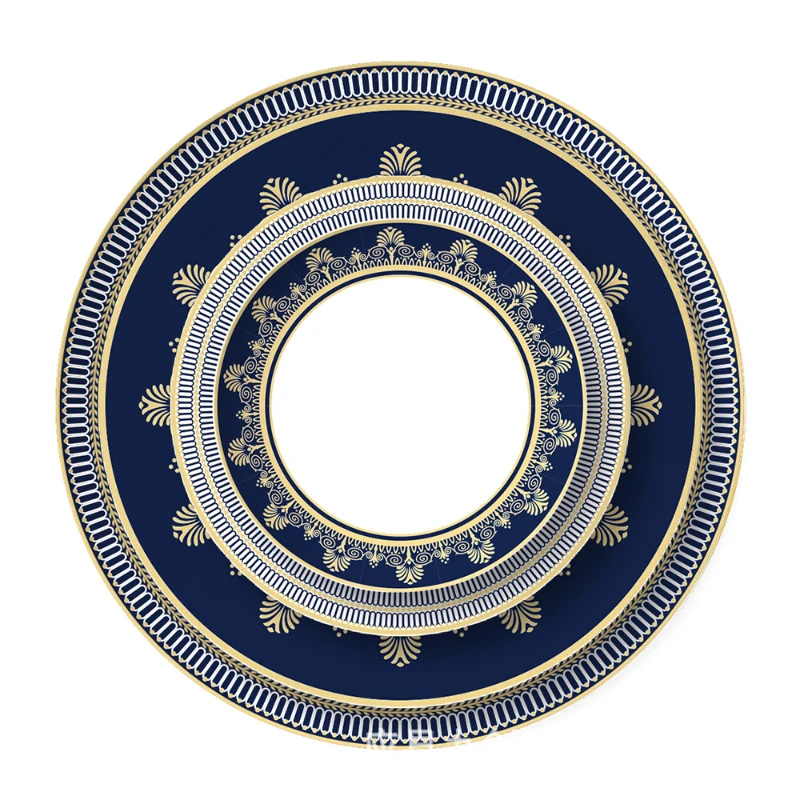 

European ceramic plate set hotel plate dinnerware dishes and plates sets bone china dinner set gold kitchen accessories