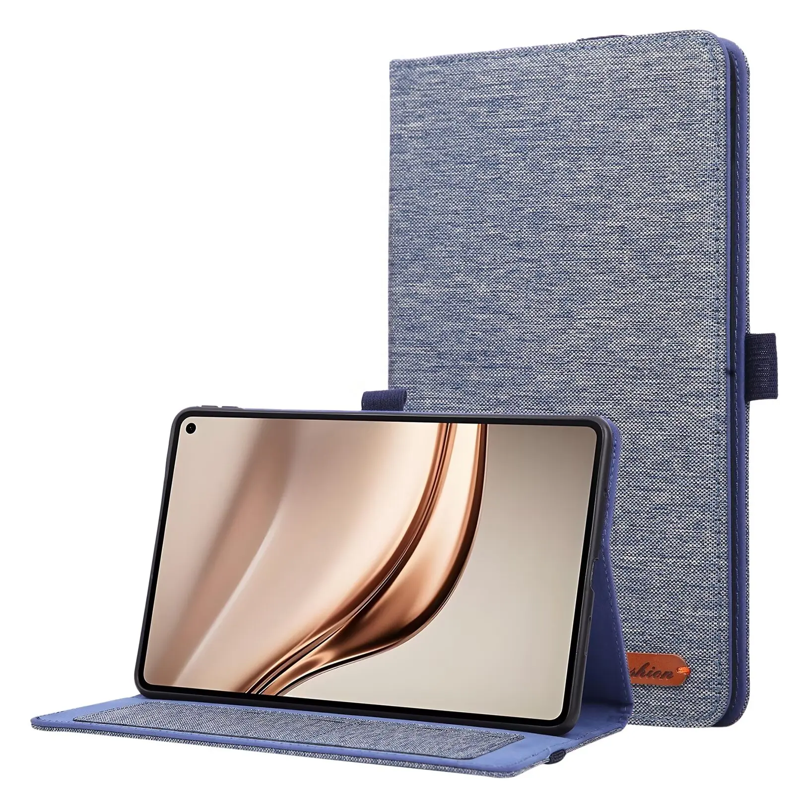 Denim Fabric Flip Stand Tablet Case with TPU Soft Back Cover