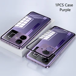 Premium Luxury Aluminum Frame Phone Case with Tempered Glass and 360° Protection for Realme GT 3 (PURPLE)