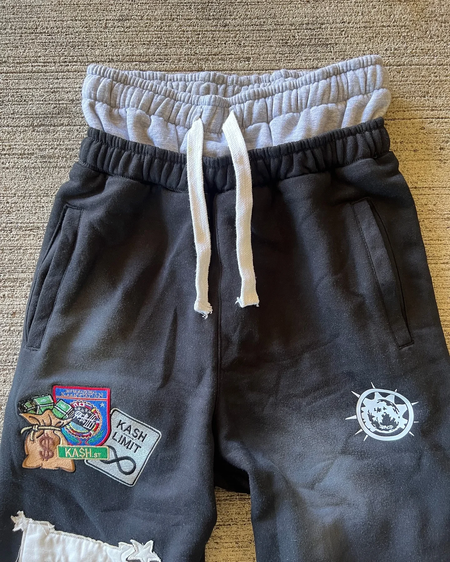 Pink Double Layer Sweatpants Y2K Mens Womens Gothic Hip Hop Letter Patch Retro Baggy Pants Casual Elastic Waist Jogging Pants