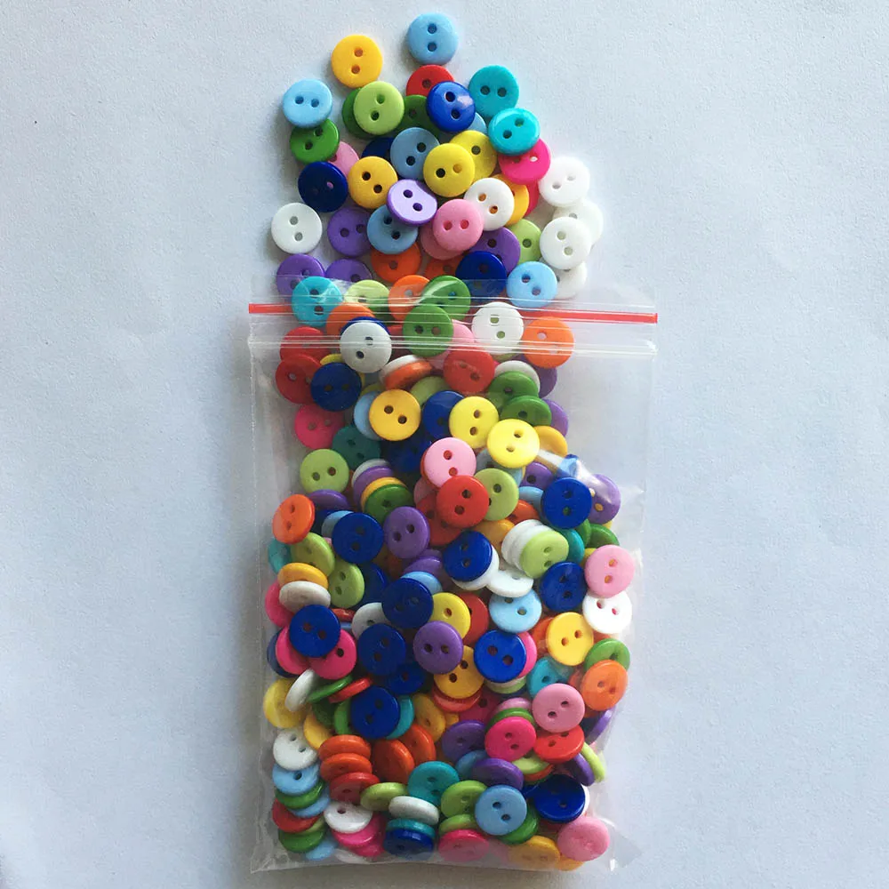 Heißer verkauf 6mm 9mm 11mm 12mm Dekorative Knöpfe Für Handarbeiten Harz Kunststoff Knopf Für Puppen scrapbooking Nähen Knöpfe 2 Löcher – Detail 4