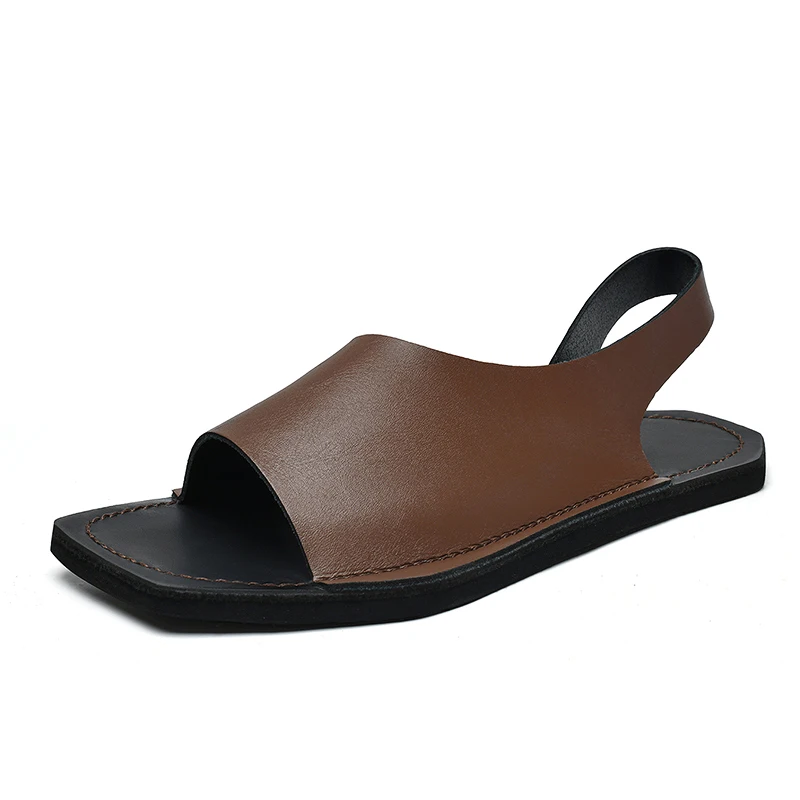 Designer Leather Sandals For Men Casual Summer Beach Slides_voghion.com