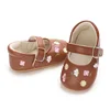 Baby Girls Mary Jane Flats PU Leather Infant Dress Shoes Floral Embroidery Princess Shoes 6