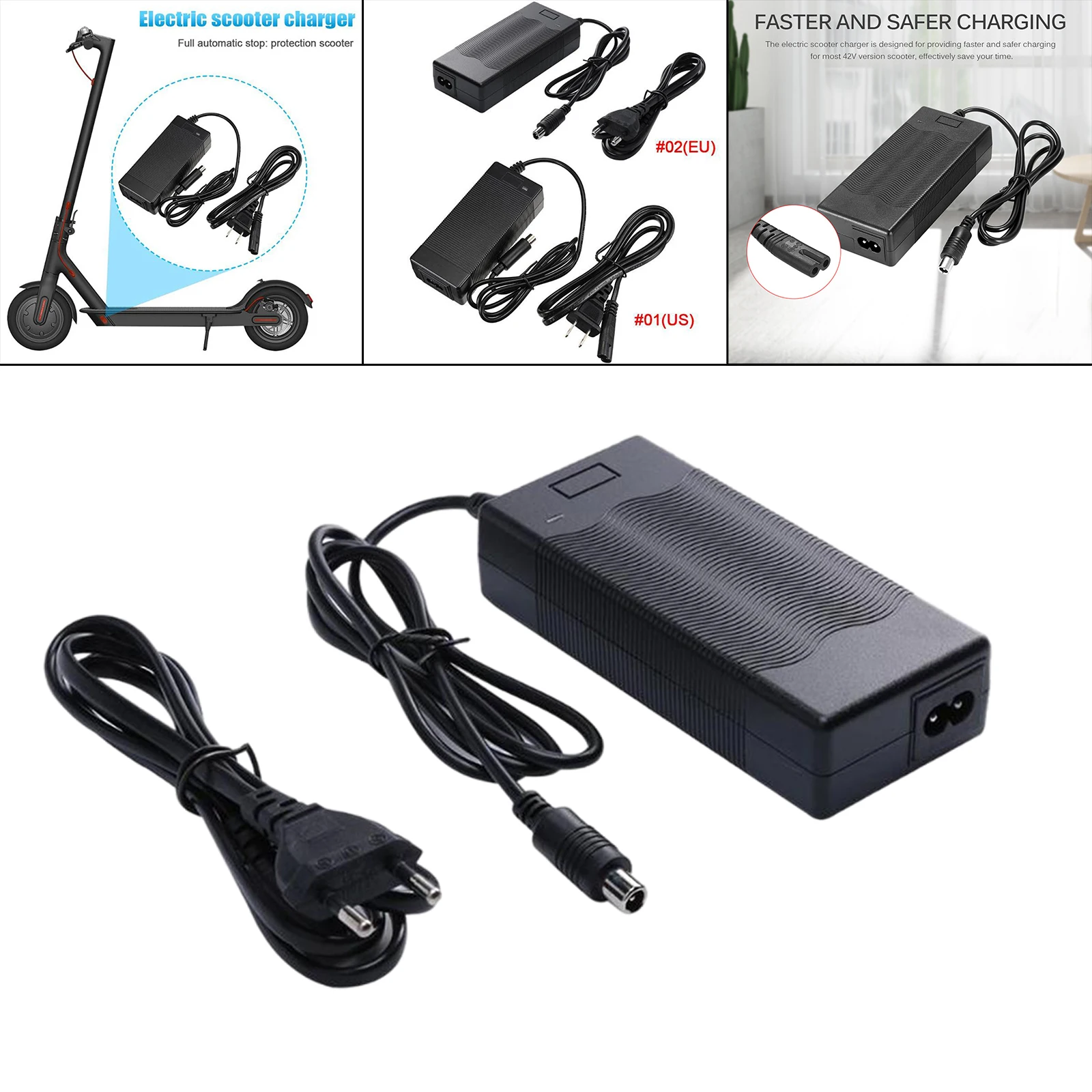 1 Piece Electric Scooter Charger EU Plug Protection Security Adapter Connector Black Supply Power for Xiaomi M365 Scooter
