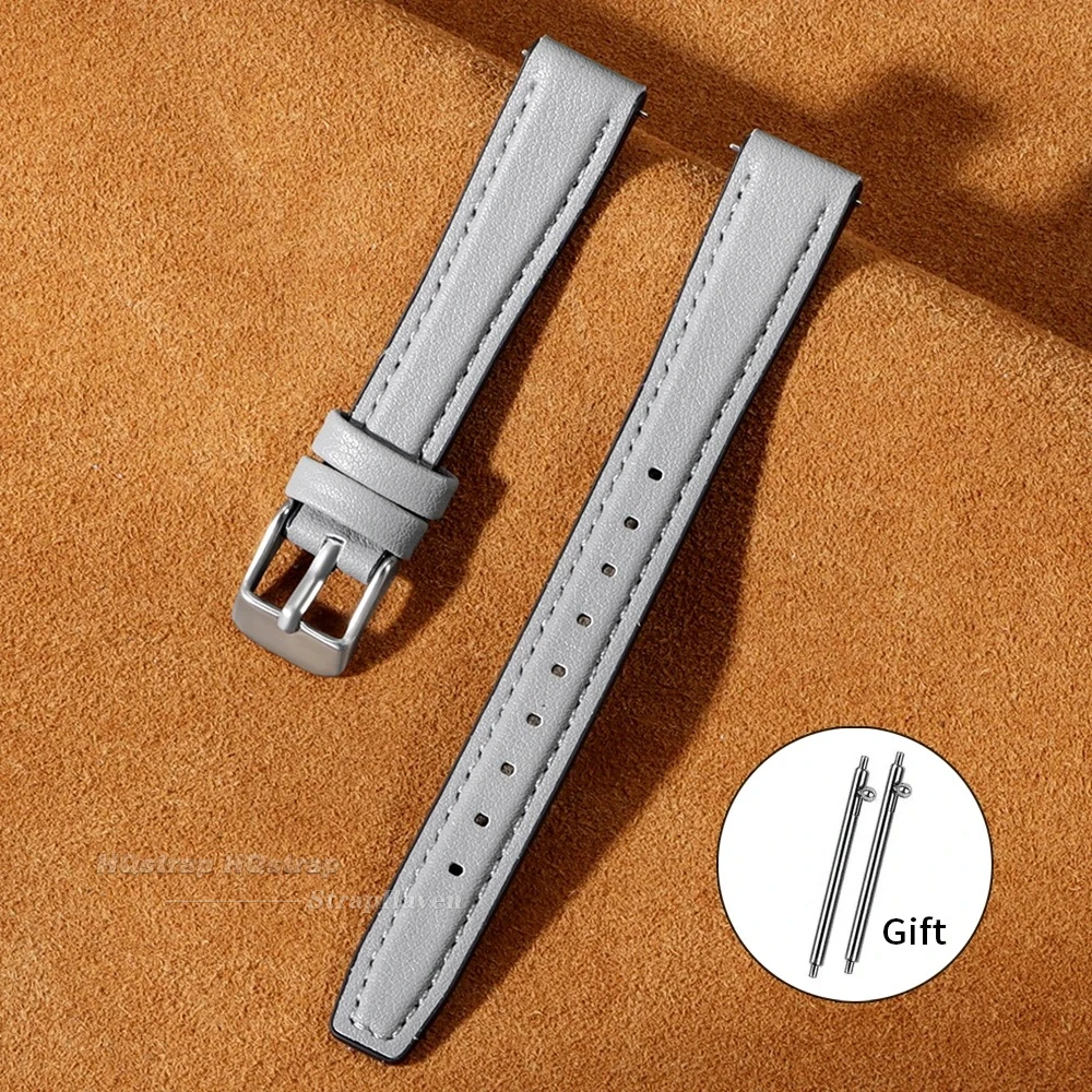 Sleek Leather & Silicone Quick Release Watch Strap - Ultra Thin Universal Wrist Band