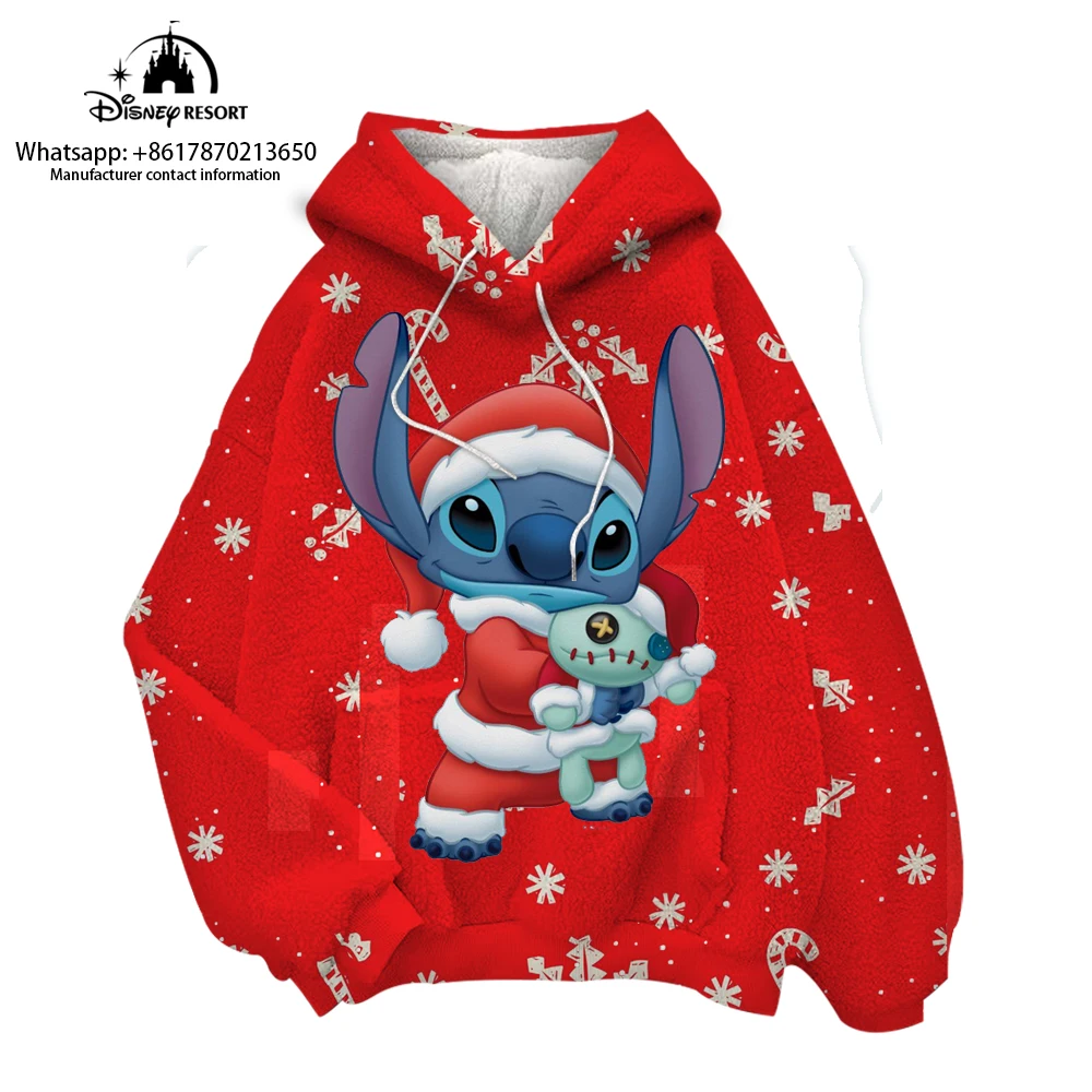 Disney-Sweat à capuche Stitch pour femme et enfant, pull chaud, sweat à  capuche Smile, mode de Noël, hiver - AliExpress
