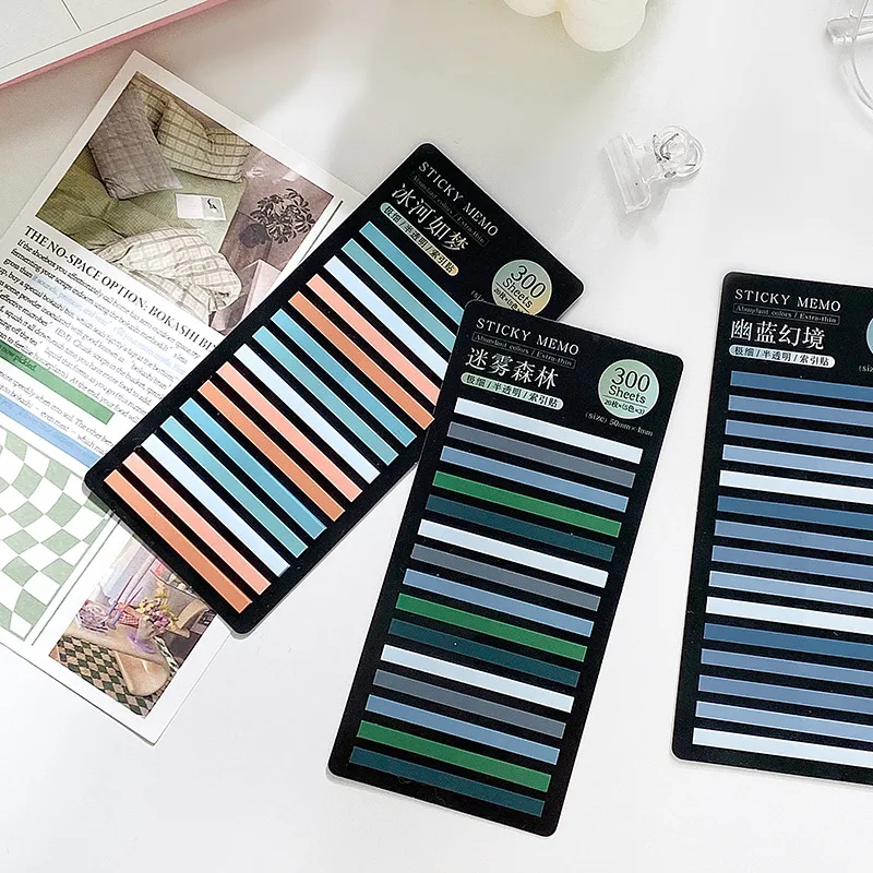 300 Sheets sticky not Transparentes Sticky Notes Self-Adhesive Annotation Read Books Bookmarks Tabs Notepad Aesthetic Stationery 2