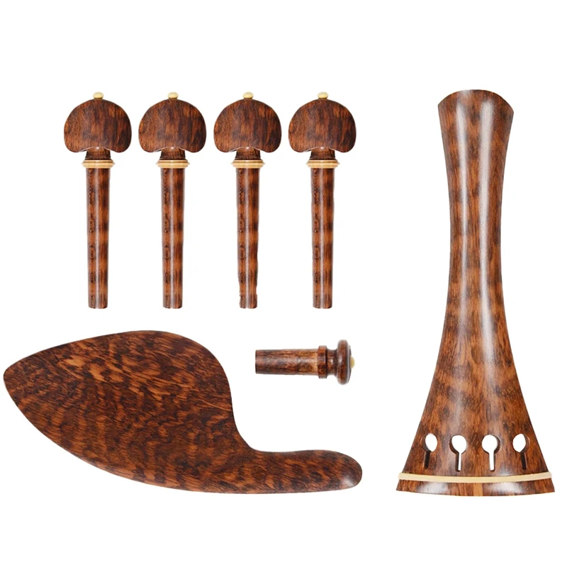 High-End Snake Wood 4/4 Full Set Of Chin Rest String Plate Knob Tail Button Positive And Negative Screw Fine-Tuning Violin Parts