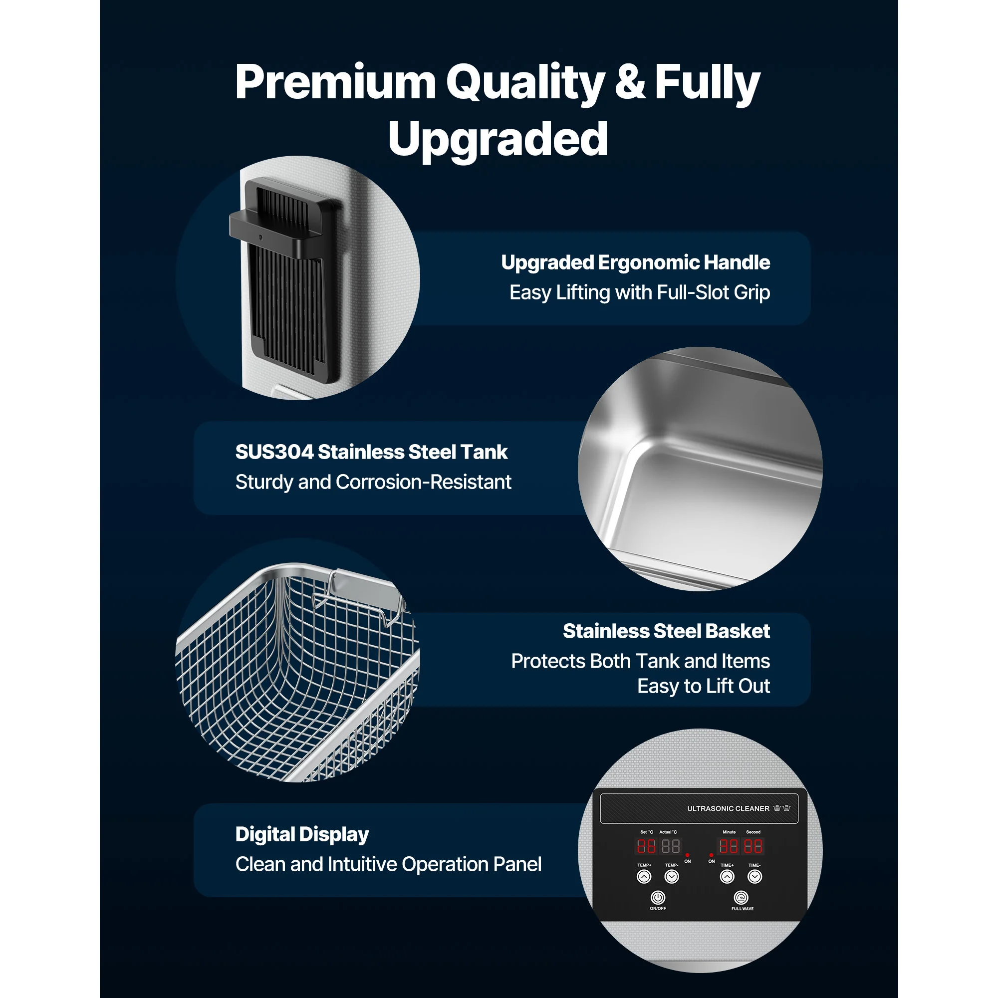 SucceBuy 6L 10L 15L 30L Ultrasonic Cleaner Stainless Steel Ultrasonic Cleaning Bath Machine for Watches Razors Jewelry Coins 6